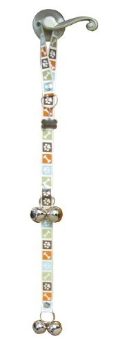 PoochieBells, the Original and Trusted Name in Dog Potty Training Doorbells, Classic Bone Appetite Brown Paw Print Bone Pattern Design