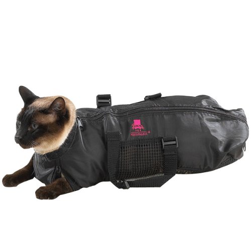 Top Performance Nylon Cat Grooming Bag, Medium, Black