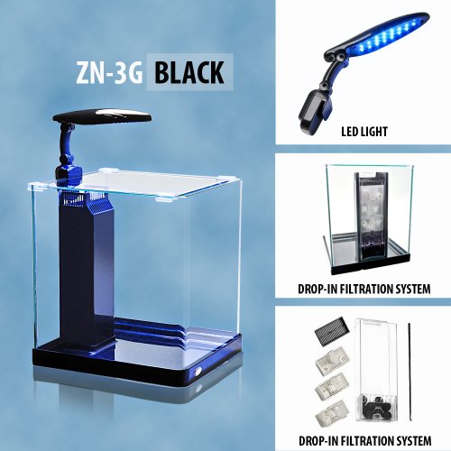 Aquatop Zen Nano Glass Aquarium Fish Tank ZN3G Black 2.6 Gallons