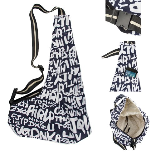 New Pet Sling-style carrier Dog Cat sling Bag -Black and White Printing Medium Size - Image 3