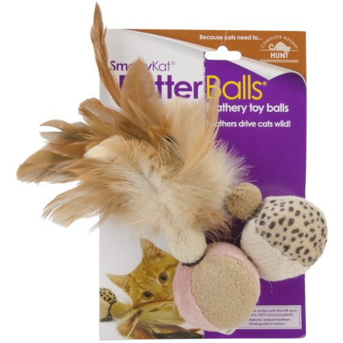 SmartyKat Flutter Ball Cat Toy Feather Ball 2 Pack