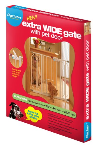 Carlson 0930PW Extra-Wide Walk-Thru Gate with Pet Door, White - Image 4