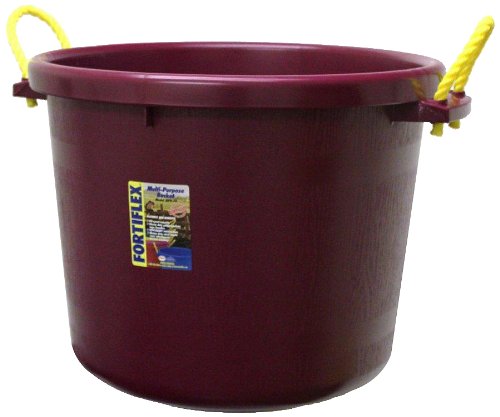Fortiflex Multi-Purpose Storage Bucket for Dogs/Cats and Horses, 70-Quart, Burgundy