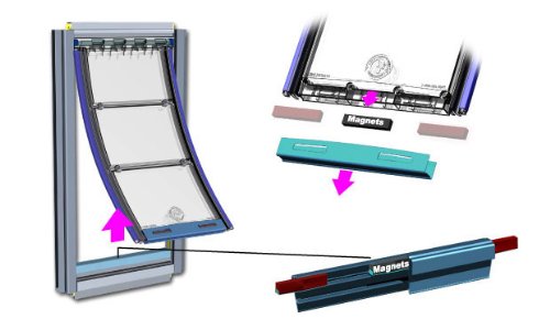 Patio Pacific Thermo Panel 3e for sliding glass doors with Endura Flap pet door - Large flap, height: 77.25"-80.25", White frame - Image 8