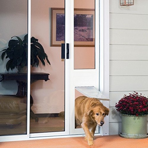 Patio Pacific Thermo Panel 3e for sliding glass doors with Endura Flap pet door - Large flap, height: 77.25"-80.25", White frame