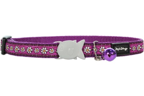Red Dingo Designer Cat Collar, Daisy Chain Purple