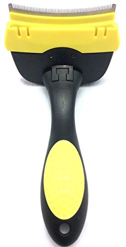 Shedding Brush Tool for Cat or Dog, Long Hair or Short - Quirk and Ferg Tools for Deshedding and Grooming Are Pet Approved and Guaranteed to Reduce Hair in Minutes - Black and Yellow with Stainless Steel Blade (Large) - Image 6