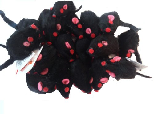 10 Realistic Black Mice Cat Toys with Real Rabbit Fur