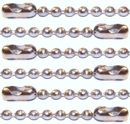 25 - 6" Inch - 2.4mm Aluminum Ball Chain Key Chains - Dog Tag Chains - Tag Keychains - Tag-Z