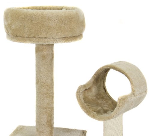 52" Cat Tree Beige Condo Deluxe Small Scratcher Furniture Kitten House Hammock - Image 3
