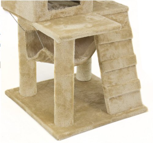 52" Cat Tree Beige Condo Deluxe Small Scratcher Furniture Kitten House Hammock - Image 4