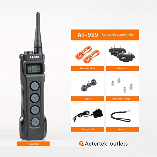 Aetertek At-919 7 in 1 Multi-functional Dog Training Collar 1000m Remote Control for 2 Dog Pet Electric Shock Training Collar, Rechargeable & Submersible Dog Shock Collar - Image 4