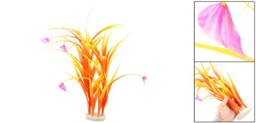 Aquarium Tank Orange Plastic Grass Plant Decoration 16" Height - Image 3