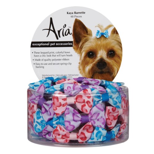 Aria Polyester Kaya Dog Barrettes Canister, 1-1/2-Inch, 48-Pack
