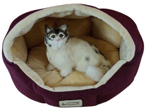 Armarkat Cat Bed 18-Inch Long C08HJH/MH,  Burgundy and Beige - Image 5