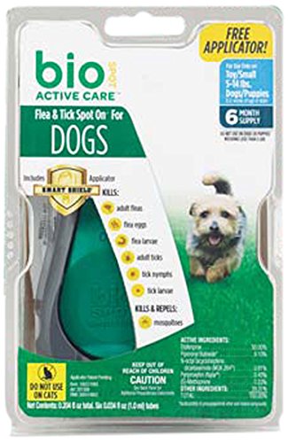 Bio Spot Active Care Flea & Tick Spot On With Applicator for Small Dogs (5-14 lbs.) 6 Month Supply