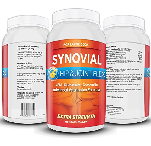 Chewable Glucosamine for Dogs with Chondroitin + MSM ✚ Maximum Joint Relief for Large Dogs Over 40lbs ✚ You Won't Find a Higher Quality & More Effective Joint Supplement For Arthritis Pain Relief, Joint Pain, Inflammation & Hip Dysplasia ✚ Made in USA & Trusted by Veterinarians for 40 Years ✚ Safe & Natural Anti Inflammatory Comes With a 100% SATISFACTION GUARANTEE