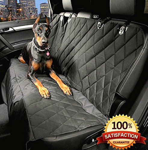 Dog Seat Cover with the Best Nonslip Rubber Backing and Seat Anchors for Cars Trucks and SUVs Black Regular