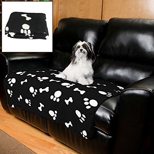 Evelots Fleece Pet Blanket - Soft, Comfortable, Durable for Dogs & Cats (Black)