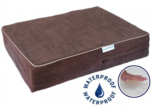Go Pet Club Solid Memory Foam Orthopedic Pet Bed with Waterproof Cover, 36 by 28 by 4-Inch, Chocolate