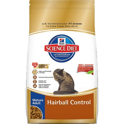 Hill's Science Diet Mature Adult Hairball Control Dry Cat Food, 15.5-Pound Bag