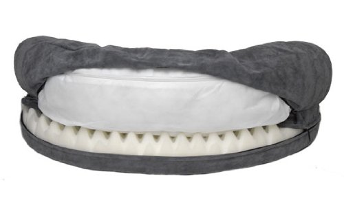 K&H Ortho Bolster Sleeper Pet Bed, Large 40-Inch Round, Gray Velvet - Image 3