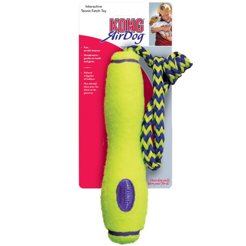 KONG Air Dog Fetch Stick with Rope Dog Toy, Large, Yellow