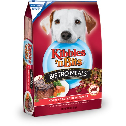 Kibbles 'n Bits Bistro Meals Oven Roasted Beef Flavor with Spring Vegetable & Baked Apple Flavors Dry Dog Food, 16-Pound
