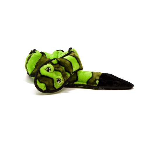 Kyjen PP01481 Invincibles Plush Snake Stuffingless Durable Dog Toys Squeaker Toy 6-Squeakers, Large, Green - Image 3