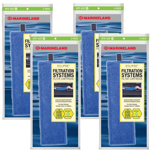 Marineland Eclipse Rite-Size H Replacement Filter Cartridge, 12-Pack