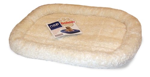 NAP Pet Bed Sherpa Bolster Pet Bed, Cream, 18-Inch by 24-Inch