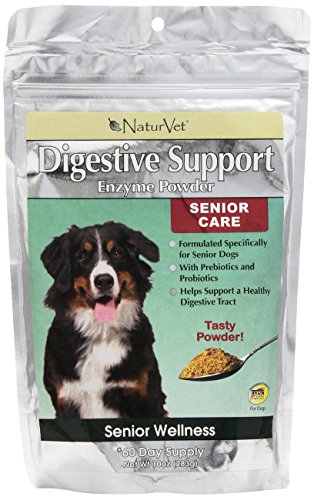 NaturVet Senior Digestive Enzymes Powder for Dogs and Cats, 10-Ounce