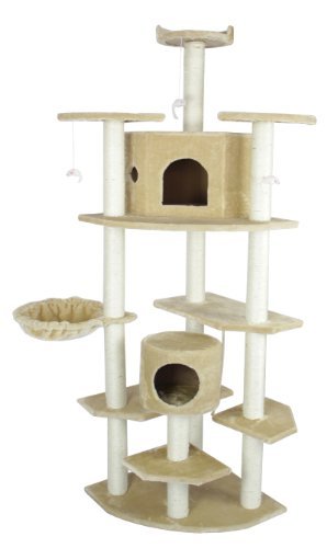 New 80" Beige Cat Tree Condo Furniture Scratch Post Pet House - Image 3
