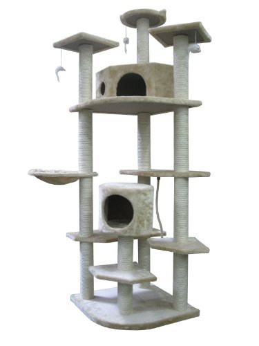 New 80" Beige Cat Tree Condo Furniture Scratch Post Pet House