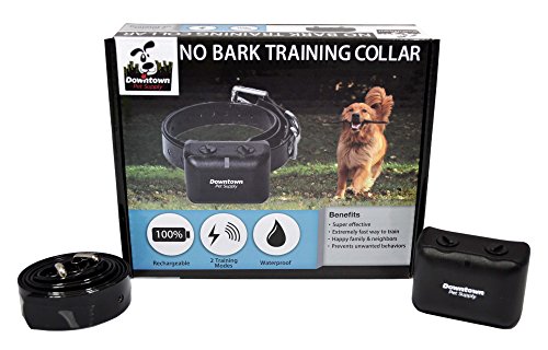 New Rechargeable No Bark Control Training Collar, with both Vibration and Shock Settings. Waterproof, Submersible, Vibration Warning Prior to Static Stimulation, By Downtown Pet Supply