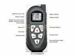 Aetertek AT-219 (UPGRADED NEW VERSION) LCD Display Remote Control 4-in-1 Dog Training Collar with Shock,Vibration,Beep Tone, and Auto Anti-bark for Small, Medium and Large Dogs