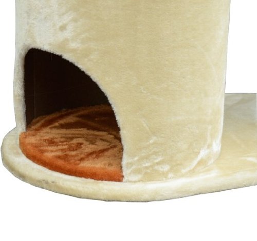Pawhut 55" Cat Tree Scratching Post Condo Furniture - Beige / Orange - Image 4