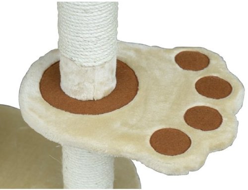 Pawhut 55" Cat Tree Scratching Post Condo Furniture - Beige / Orange - Image 5