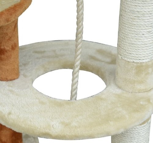 Pawhut 55" Cat Tree Scratching Post Condo Furniture - Beige / Orange - Image 6