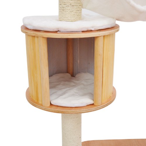 Pawhut 60" Cat Tree Kiten Condo Pet Scratcher Furniture - Cream - Image 5