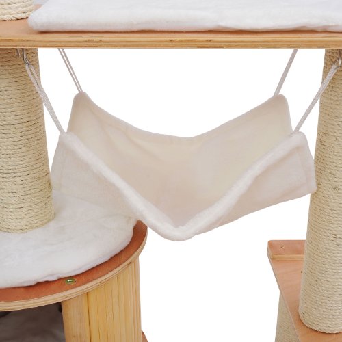 Pawhut 60" Cat Tree Kiten Condo Pet Scratcher Furniture - Cream - Image 6