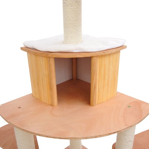 Pawhut 66" Cat Tree Condo Pet Scratcher Furniture - Cream - Image 5