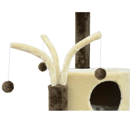 Pawhut 71" Coffee / Cream Cat Tree Condo Pet Scratcher Furniture - Image 6