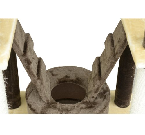 Pawhut 71" Coffee / Cream Cat Tree Condo Pet Scratcher Furniture - Image 7