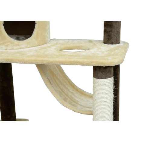 Pawhut 71" Coffee / Cream Cat Tree Condo Pet Scratcher Furniture - Image 8