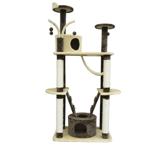 Pawhut 71" Coffee / Cream Cat Tree Condo Pet Scratcher Furniture