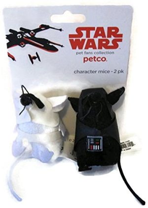 Pet Cat Toy Set of Star-Wars-Themed Play Things, Darth Vader and Death Star feather balls, mylar ball, Yoda and Chewbacca plush, Vader and Stormtrooper plush mice, Bundle of (7 Items) - Image 3