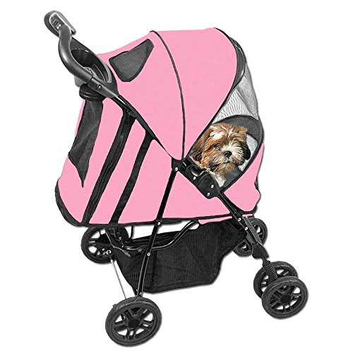 Pet Gear Happy Trails Plus Pet Stroller with Weather Guard for cats and dogs up to 30-pounds, Pink Ice - Image 4