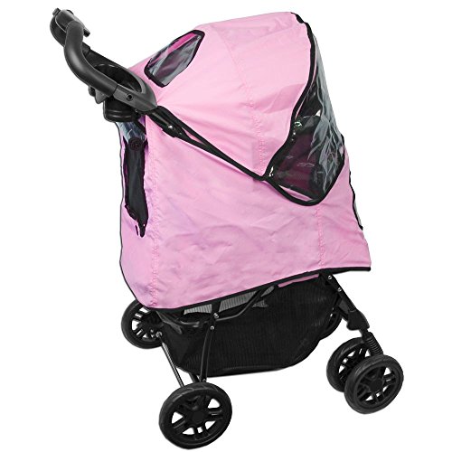 Pet Gear Happy Trails Plus Pet Stroller with Weather Guard for cats and dogs up to 30-pounds, Pink Ice