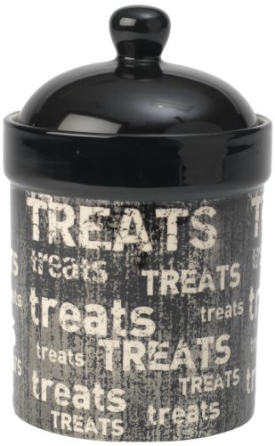 PetRageous Vintage Treat Jar for Pets, 9-Inch, Black/Natural
